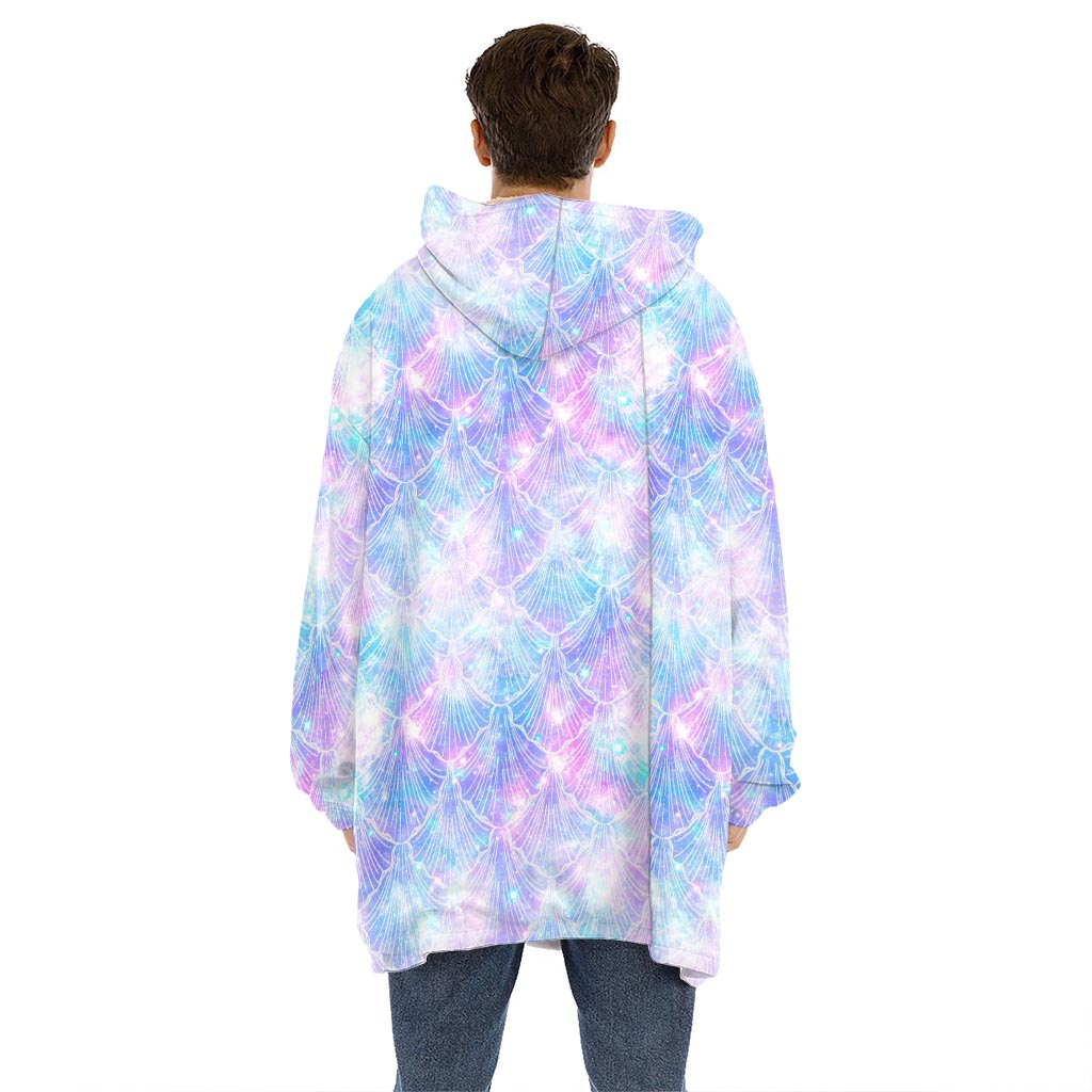 Galaxy Mermaid Scales Pattern Print Hoodie Blanket