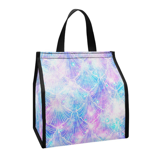 Galaxy Mermaid Scales Pattern Print Insulated Lunch Tote