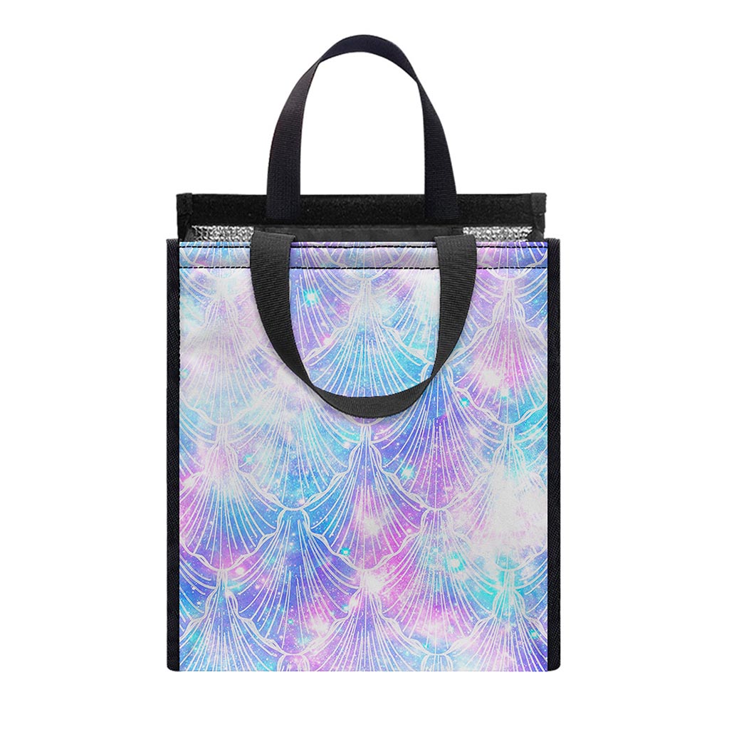 Galaxy Mermaid Scales Pattern Print Insulated Lunch Tote