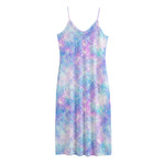 Galaxy Mermaid Scales Pattern Print Jersey Midi Cami Dress