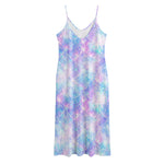 Galaxy Mermaid Scales Pattern Print Jersey Midi Cami Dress
