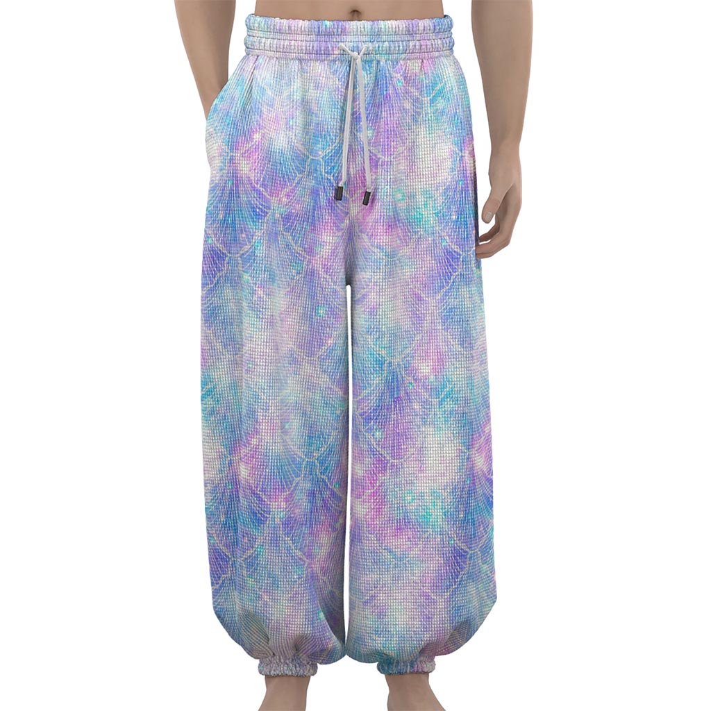 Galaxy Mermaid Scales Pattern Print Lantern Pants