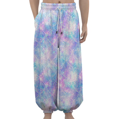 Galaxy Mermaid Scales Pattern Print Lantern Pants