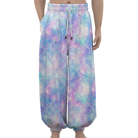 Galaxy Mermaid Scales Pattern Print Lantern Pants