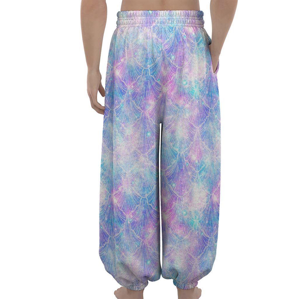 Galaxy Mermaid Scales Pattern Print Lantern Pants