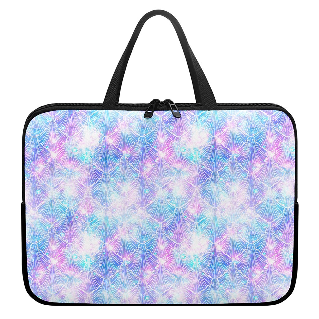 Galaxy Mermaid Scales Pattern Print Laptop Sleeve With Handle