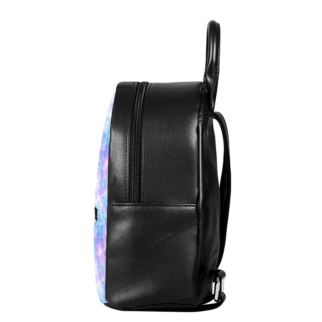Galaxy Mermaid Scales Pattern Print Leather Backpack
