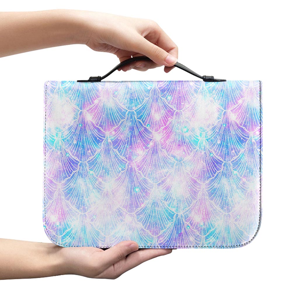 Galaxy Mermaid Scales Pattern Print Leather Bible Cover