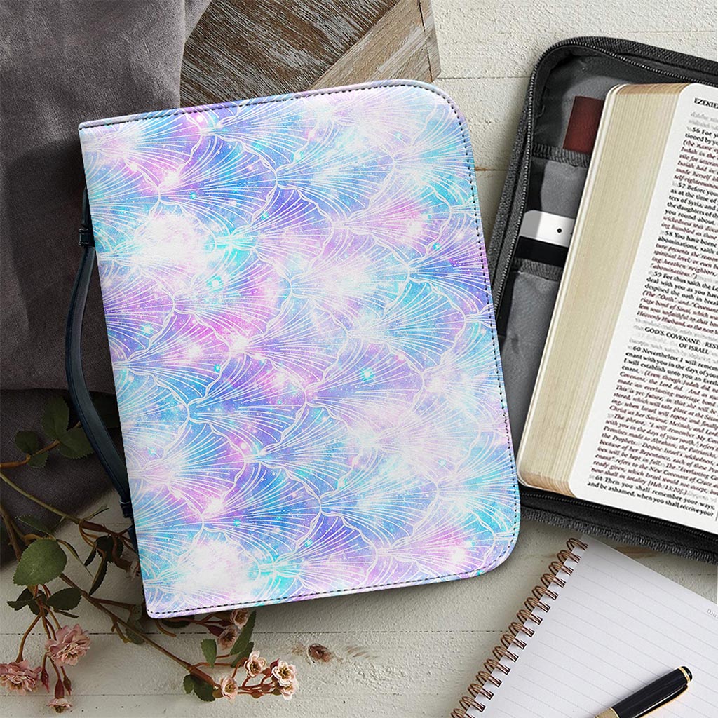 Galaxy Mermaid Scales Pattern Print Leather Bible Cover