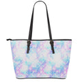 Galaxy Mermaid Scales Pattern Print Leather Tote Bag With Zipper