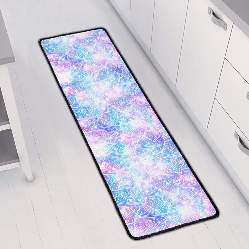 Galaxy Mermaid Scales Pattern Print Long Kitchen Mat