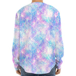 Galaxy Mermaid Scales Pattern Print Long Sleeve Baseball Jersey