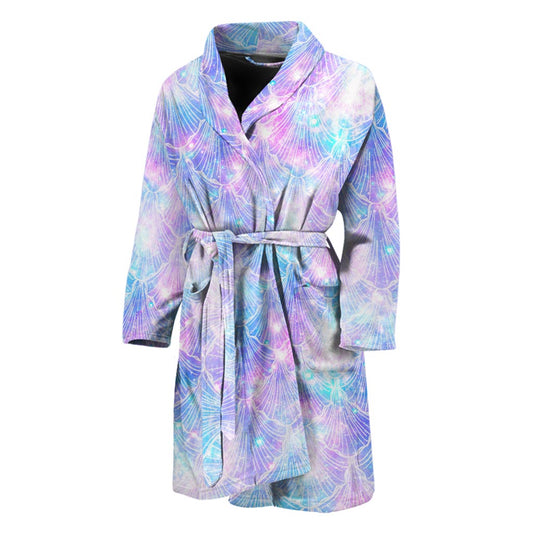 Galaxy Mermaid Scales Pattern Print Men's Bathrobe