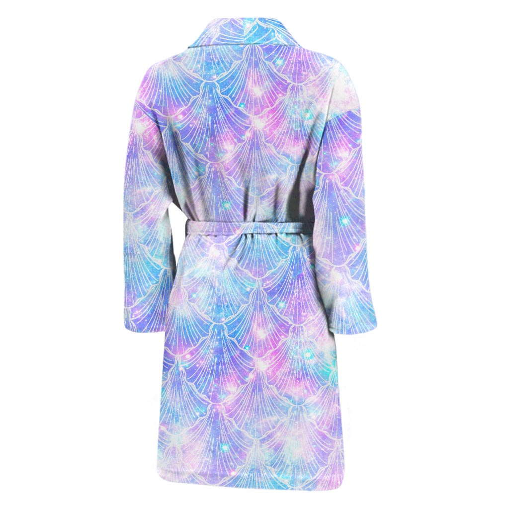 Galaxy Mermaid Scales Pattern Print Men's Bathrobe