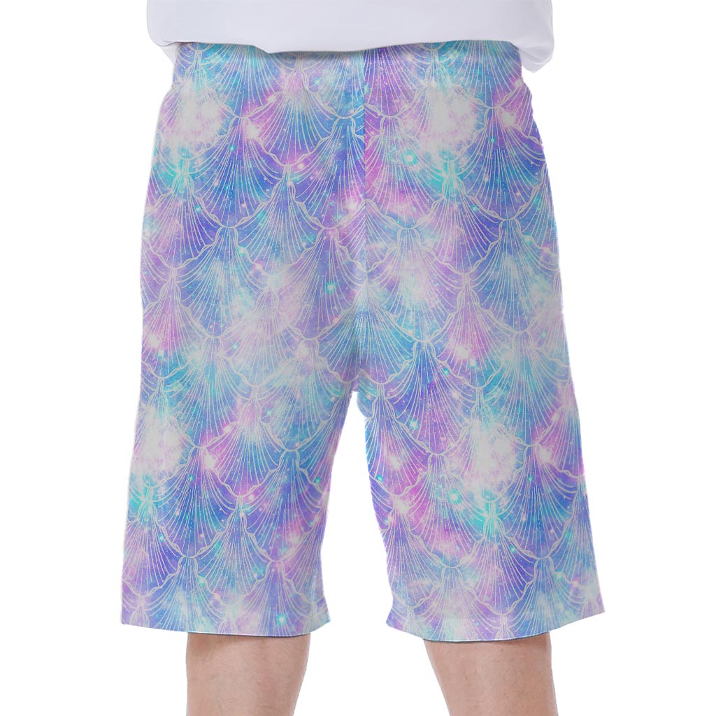 Galaxy Mermaid Scales Pattern Print Men's Beach Shorts