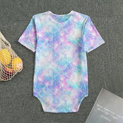 Galaxy Mermaid Scales Pattern Print Men's Bodysuit