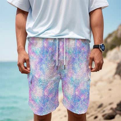 Galaxy Mermaid Scales Pattern Print Men's Cargo Shorts
