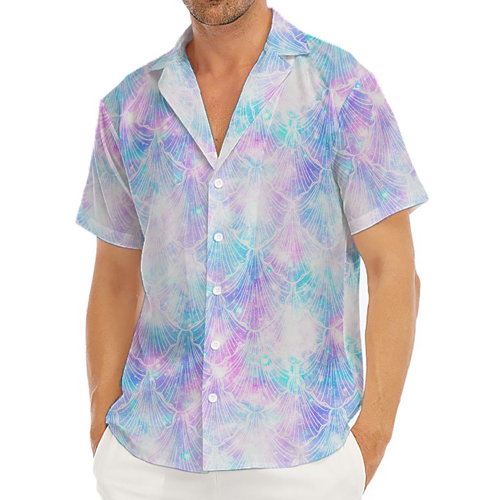 Galaxy Mermaid Scales Pattern Print Men's Deep V-Neck Shirt