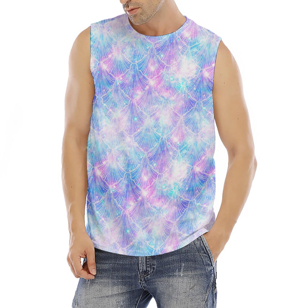 Galaxy Mermaid Scales Pattern Print Men's Fitness Tank Top