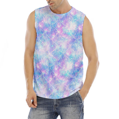 Galaxy Mermaid Scales Pattern Print Men's Fitness Tank Top