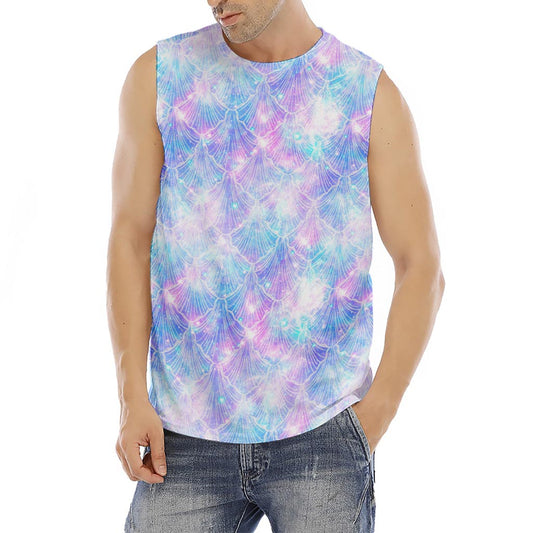 Galaxy Mermaid Scales Pattern Print Men's Fitness Tank Top