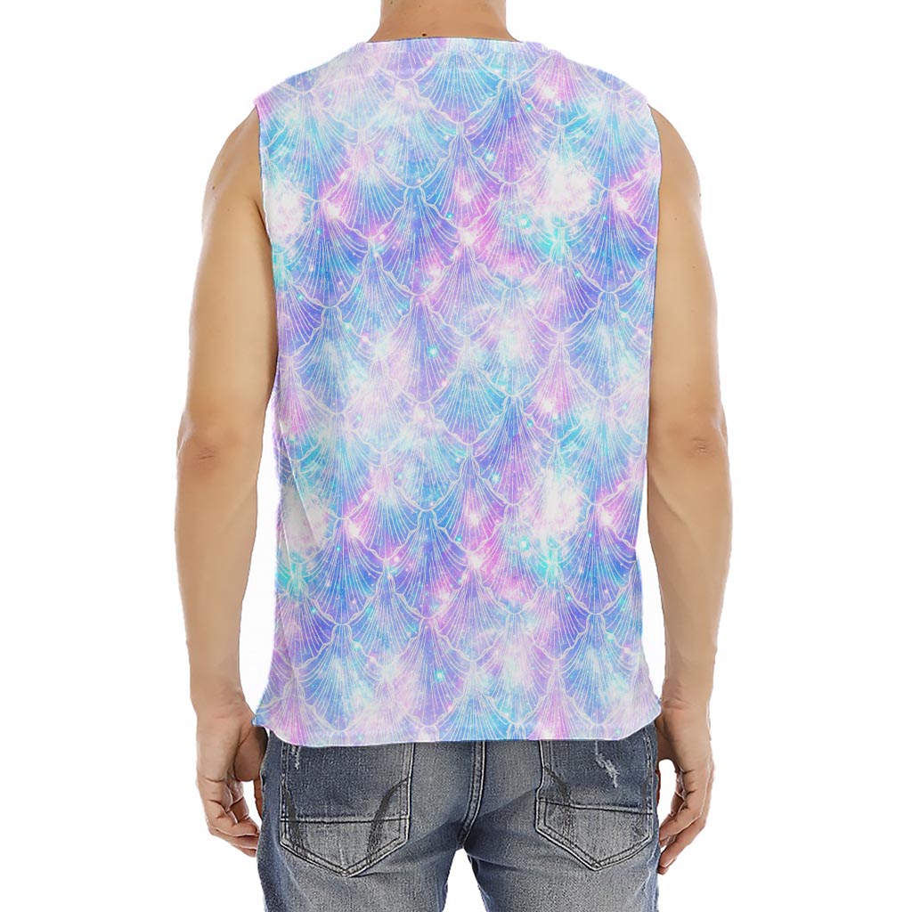 Galaxy Mermaid Scales Pattern Print Men's Fitness Tank Top