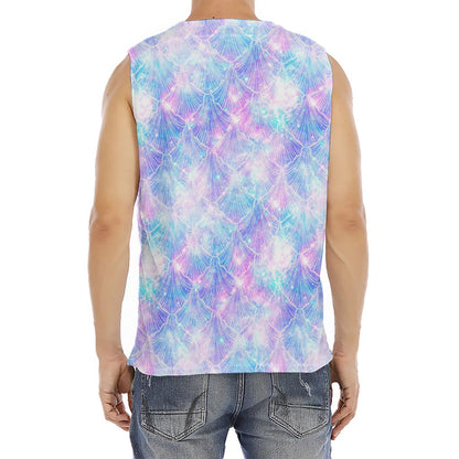 Galaxy Mermaid Scales Pattern Print Men's Fitness Tank Top