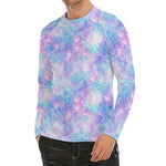 Galaxy Mermaid Scales Pattern Print Men's Long Sleeve Rash Guard