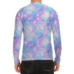 Galaxy Mermaid Scales Pattern Print Men's Long Sleeve Rash Guard