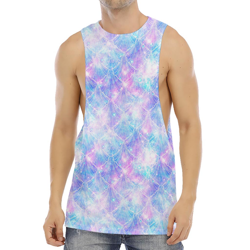 Galaxy Mermaid Scales Pattern Print Men's Muscle Tank Top