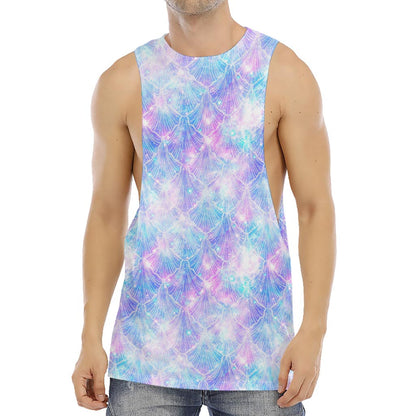 Galaxy Mermaid Scales Pattern Print Men's Muscle Tank Top