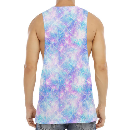 Galaxy Mermaid Scales Pattern Print Men's Muscle Tank Top