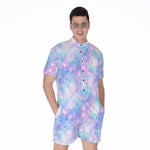 Galaxy Mermaid Scales Pattern Print Men's Rompers