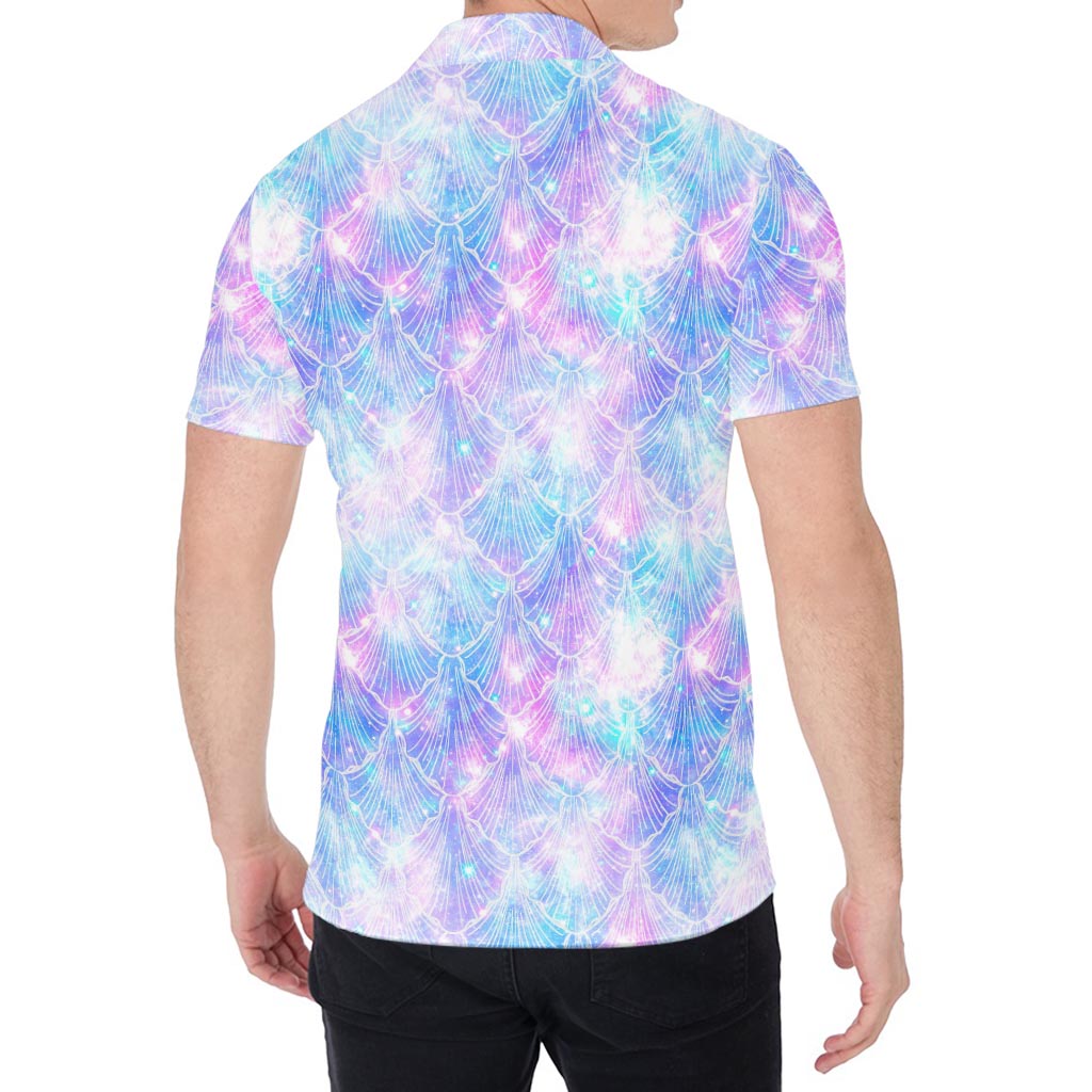 Galaxy Mermaid Scales Pattern Print Men's Shirt
