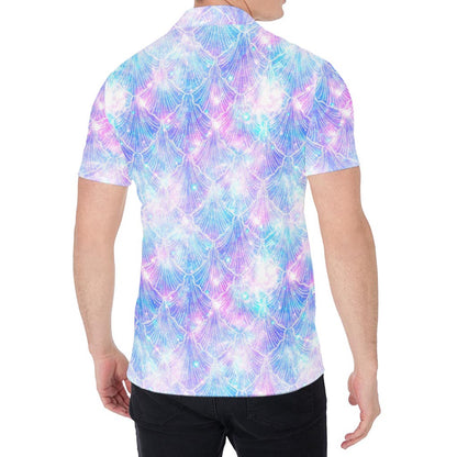 Galaxy Mermaid Scales Pattern Print Men's Shirt