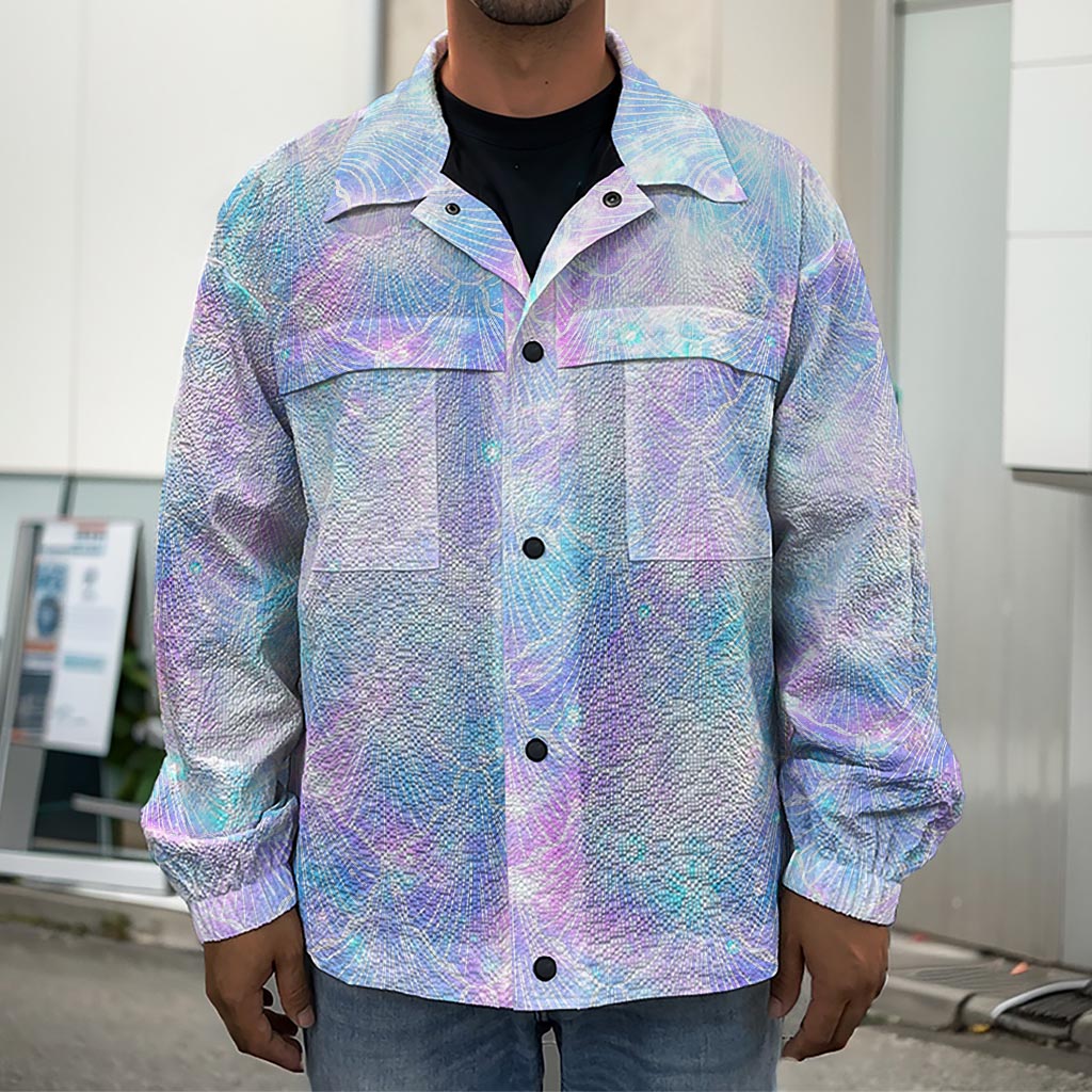 Galaxy Mermaid Scales Pattern Print Men's Shirt Jacket