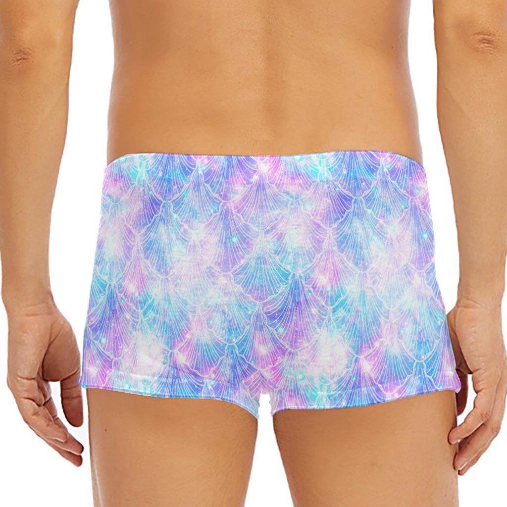Galaxy Mermaid Scales Pattern Print Men's Short Boxer Briefs