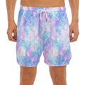 Galaxy Mermaid Scales Pattern Print Men's Split Running Shorts