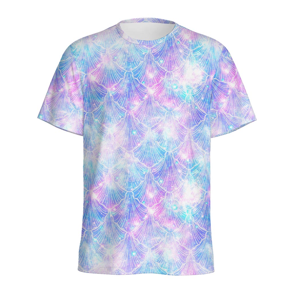 Galaxy Mermaid Scales Pattern Print Men's Sports T-Shirt