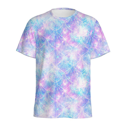 Galaxy Mermaid Scales Pattern Print Men's Sports T-Shirt