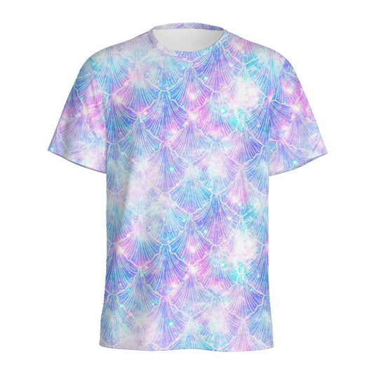 Galaxy Mermaid Scales Pattern Print Men's Sports T-Shirt