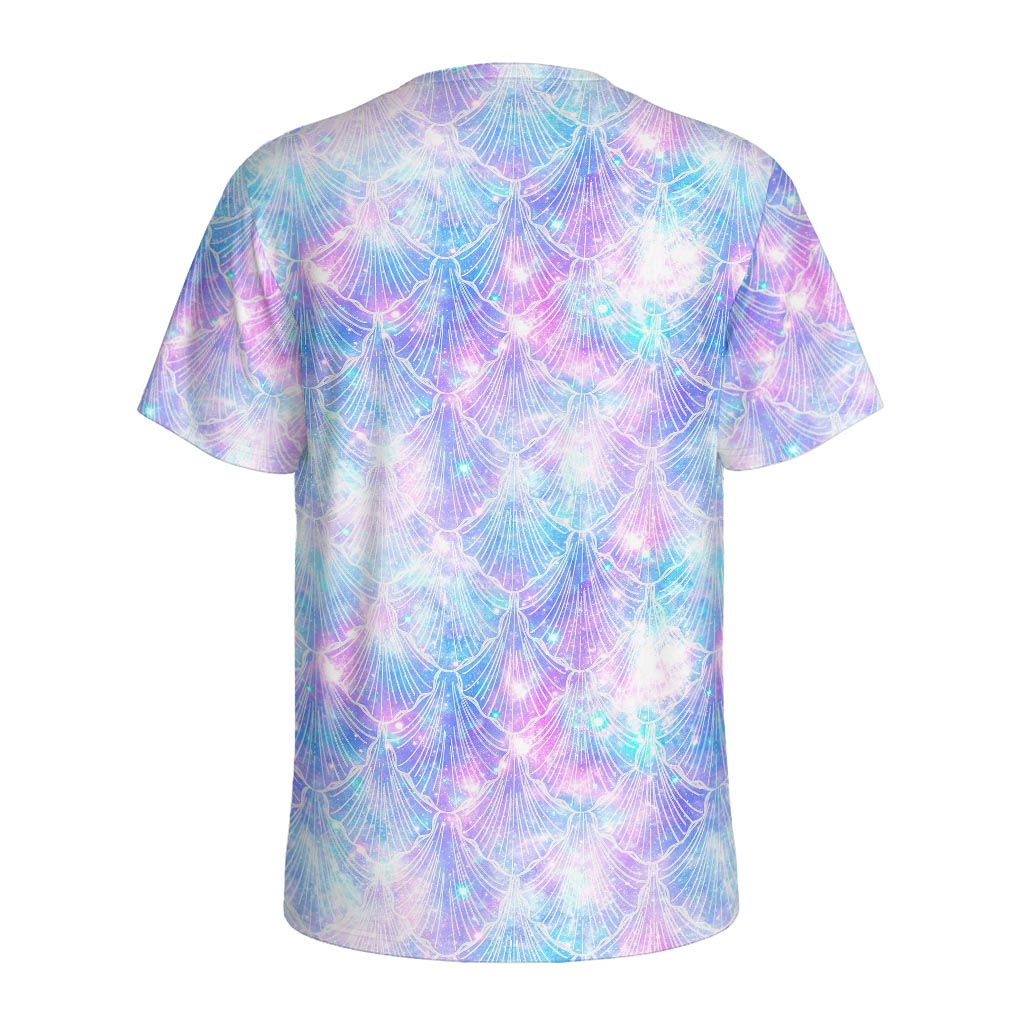 Galaxy Mermaid Scales Pattern Print Men's Sports T-Shirt