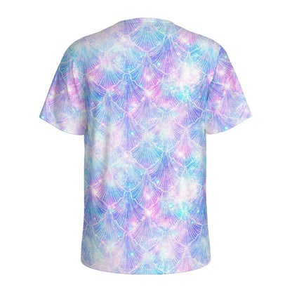 Galaxy Mermaid Scales Pattern Print Men's Sports T-Shirt