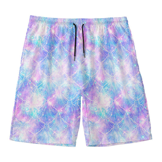 Galaxy Mermaid Scales Pattern Print Men's Swim Trunks
