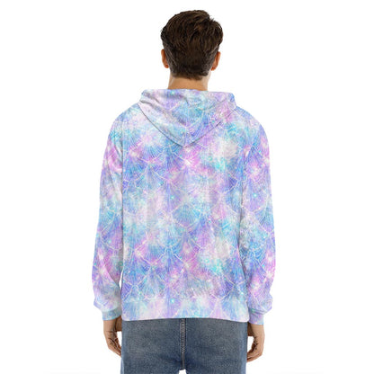 Galaxy Mermaid Scales Pattern Print Men's Velvet Pullover Hoodie