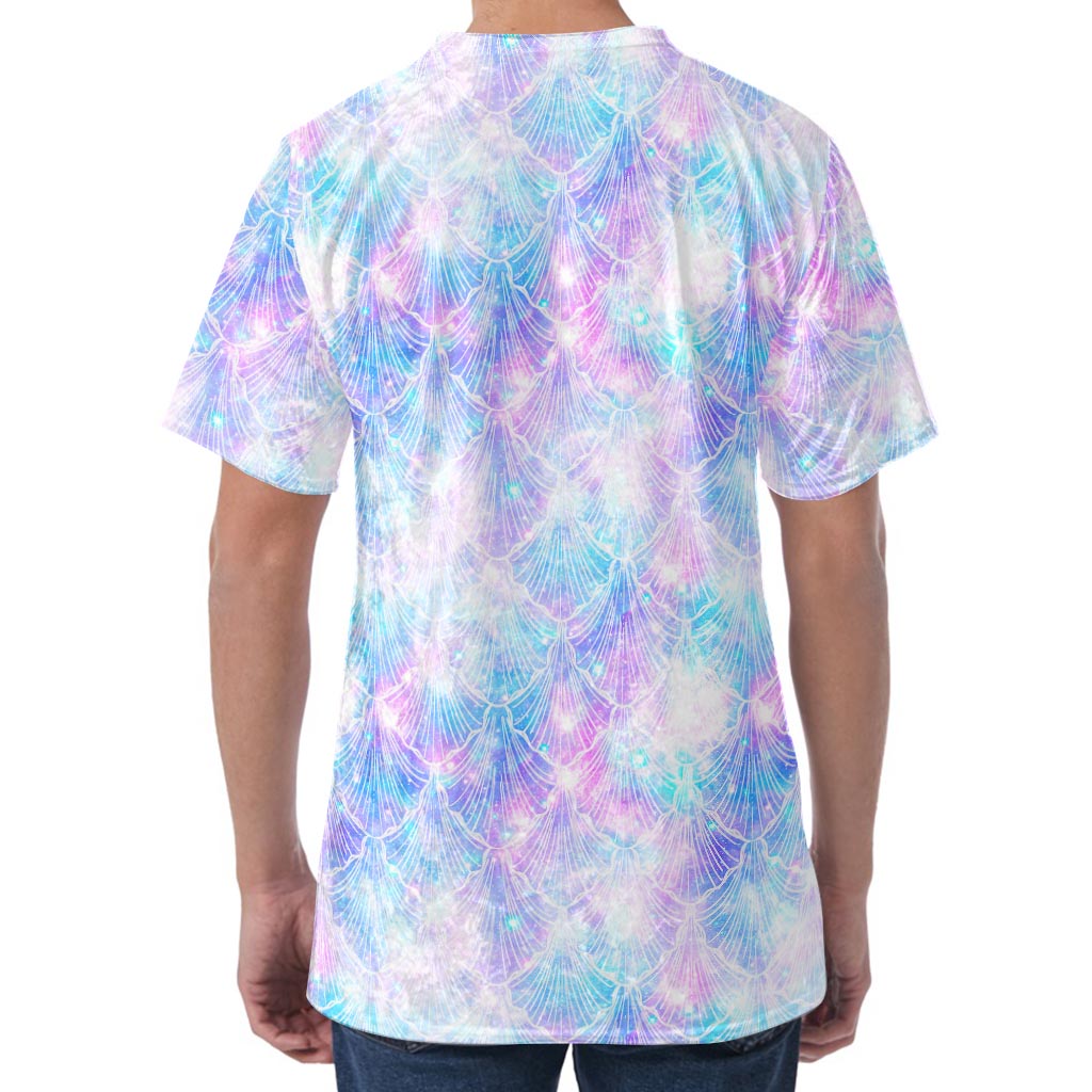 Galaxy Mermaid Scales Pattern Print Men's Velvet T-Shirt