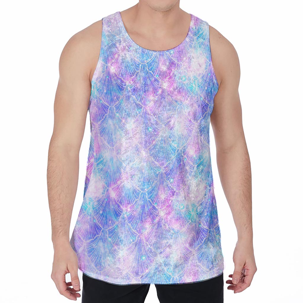 Galaxy Mermaid Scales Pattern Print Men's Velvet Tank Top