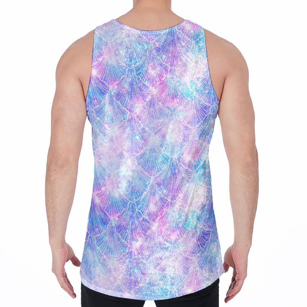 Galaxy Mermaid Scales Pattern Print Men's Velvet Tank Top