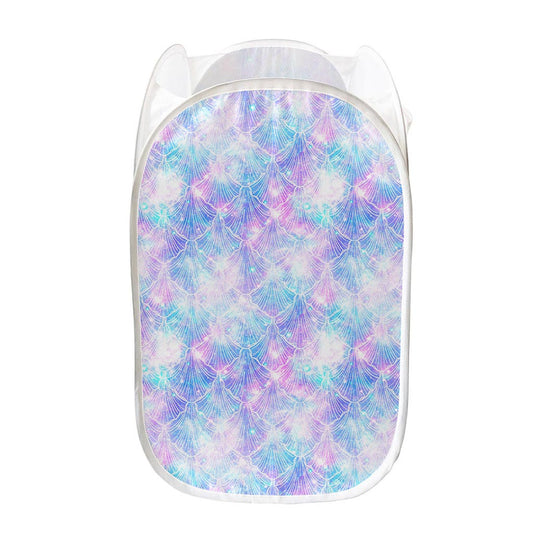 Galaxy Mermaid Scales Pattern Print Mesh Laundry Hamper