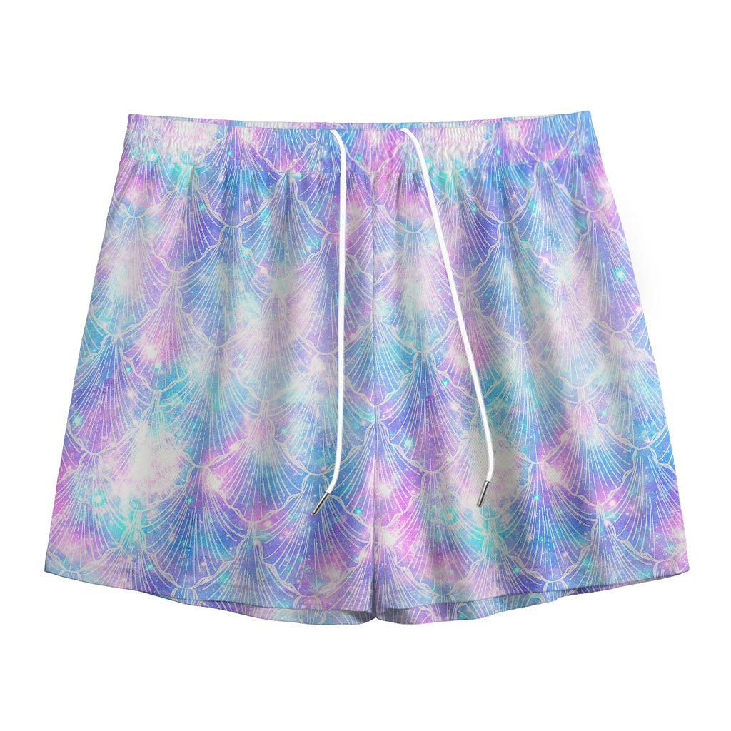 Galaxy Mermaid Scales Pattern Print Mesh Shorts